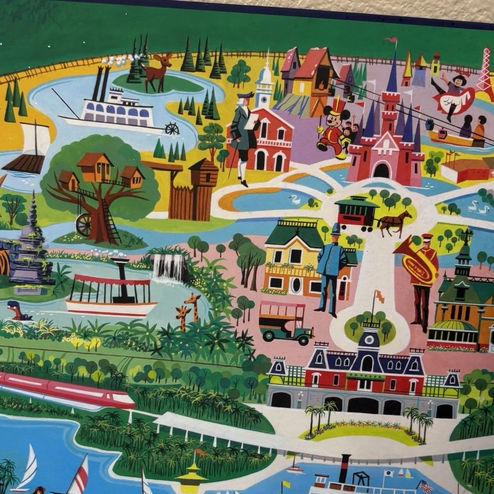Disney World 50th Magic Kingdom Placemat Board Reversible Map Characters Mickey